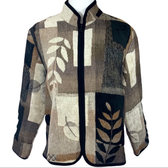 Coldwater Creek Brown/Black Zip Up Blazer - P L - Picture 3 of 8